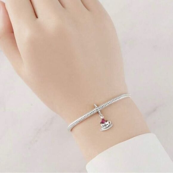 925 Sterling Silver Beverage Coffee Ice Mocha Charm - Picture 3 of 3